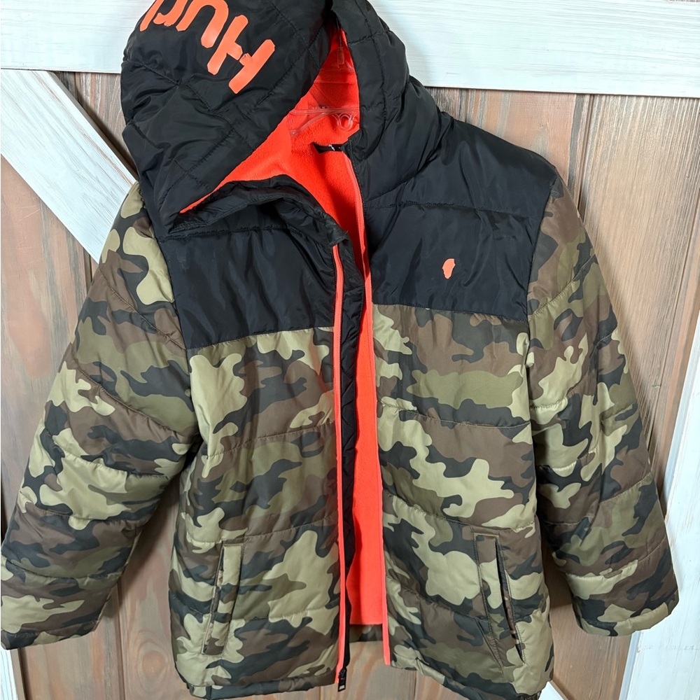 Hurley Kids Large Camo / Orange Winter Snow Jacket Parka